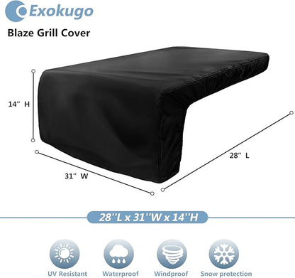 Burner Cover for 30 inch Twin Eagles Breakfast Club & Teppanyaki Built-in Natural Gas Griddle,Heavy Duty 600D Waterproof Burner Cover with Plush Lining,Suitable 28''L x 31''W x 14''H,Black