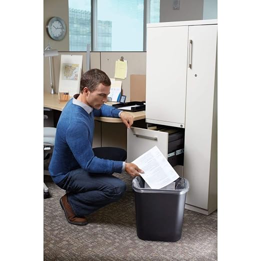 Rubbermaid Commercial Products Wastebasket/Trash Can, 7-Gallon/28-Quart, Black, Plastic, for Bedroom/Bathroom/Office, Fits Under Desk/Sink/Cabinet, Pack of 4
