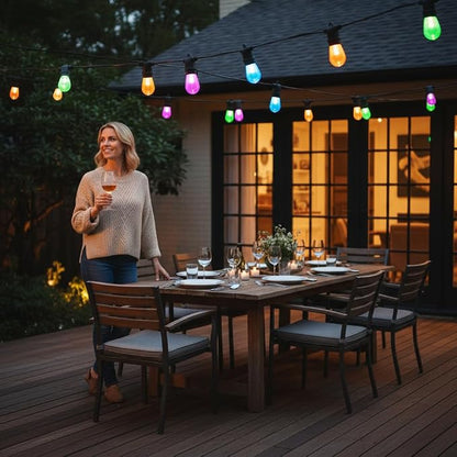96FT Solar Outdoor String Lights – Dimmable RGB LED Patio Lights with Remote, Waterproof for Garden, Yard, Deck, and Backyard Decor