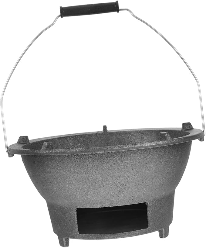 LIOOBO Portable Cast Iron Charcoal Stove Grill for Outdoor Camping Tabletop Cooking Easy Operation Flavorful Grilling for Beginners and Experts