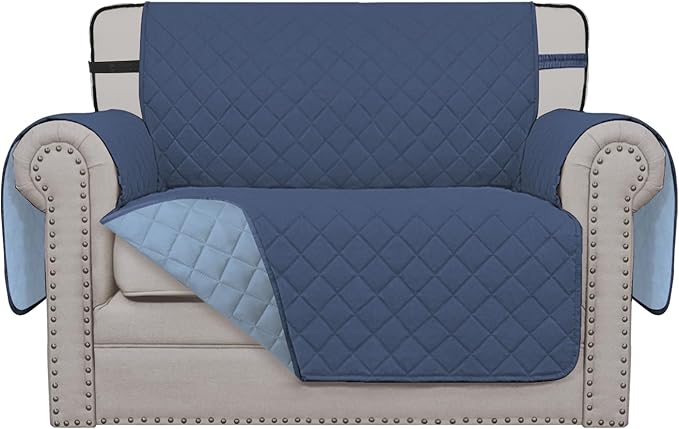 Easy-Going Reversible Chair Cover Washable Sofa Cover for Dogs Water Resistant Couch Slipcover Furniture Protector Cover with Adjustable Straps for Pets (Chair 30 in, Dark Blue/Light Blue) | Machine Washable Slipcover For Dogs, Water Resistant Furnitur...