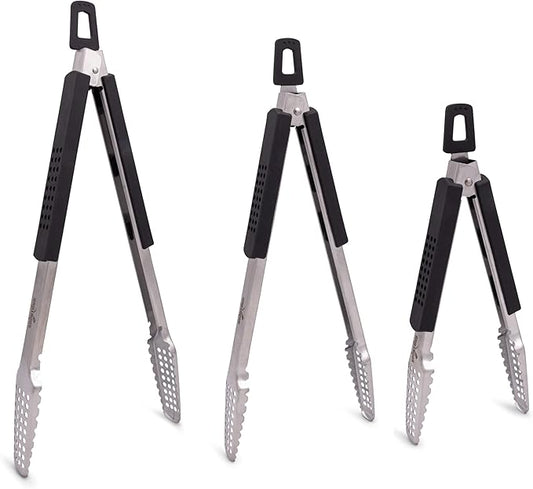9", 12" and 16" Extra Long Tongs 18/0 Stainless Steel BBQ Grill Tongs with Durable Soft Grip Handle Grilling Accessory, Tongs for Cooking & Kitchen, Outdoor Barbecue, Easy to Clean - 3-Pack
