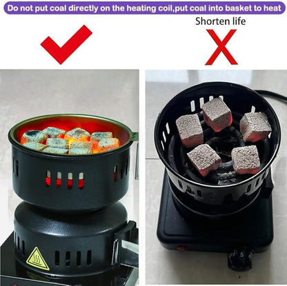 ETL Approved Charcoal Starter - Coal Burner Hot Plate Electric Stove Coconut Starter with Stainless Detachable Tongs, 4.9Ft Longer Cords, 650W Faster Heating for BBQ Kitchen etc.