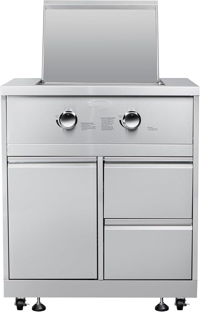KoolMore 32 in. Outdoor Kitchen Liquid Propane Side Burner with Bottom Cabinet in Stainless-Steel (KM-OKS-SBC)