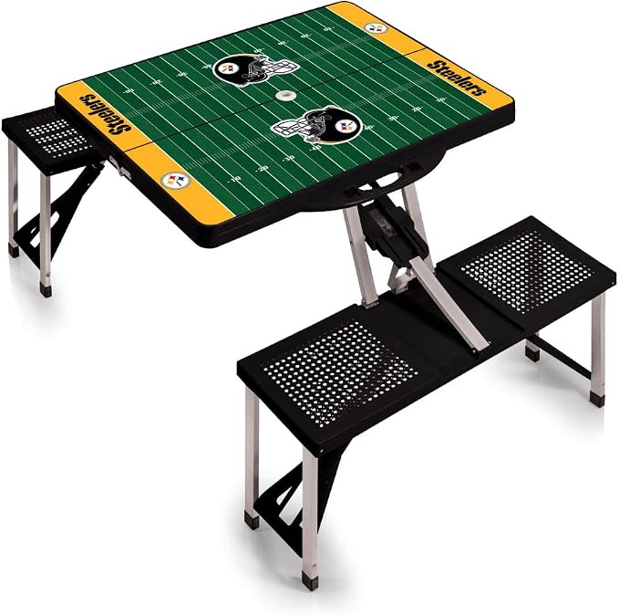 Picnic TIME NFL Football Field Folding Picnic Table, Camping Table, Outdoor Table with Umbrella Hole
