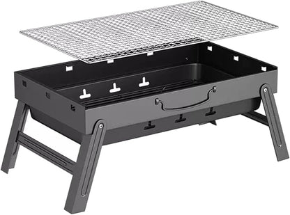 BBQ Barbecue Grill, Portable BBQ Folding Charcoal Barbecue Grill, with Baking Net, for Outdoor Backyard Cooking Camping Hiking, Picnics Trip,43x29x23cm
