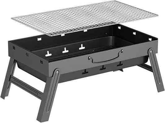 BBQ Barbecue Grill, Portable BBQ Folding Charcoal Barbecue Grill, with Baking Net, for Outdoor Backyard Cooking Camping Hiking, Picnics Trip,43x29x23cm