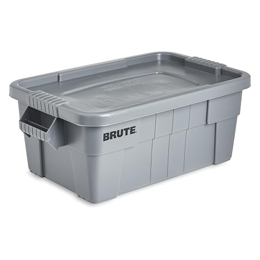 Rubbermaid Commercial Products BRUTE Tote Storage Container with Lid, 14-Gallon-included, Rugged/Reusable Boxes for Moving/Storing in Garage/Basement/Attic/Jobsite/Truck/Camping, Gray | Built for rigorous daily use, stacking securely to maximize valuab...