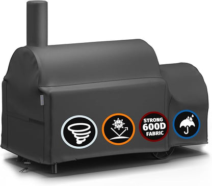 SHINESTAR 600D Oxford Grill Cover for Oklahoma Joe's Highland Offset | Premium Smoker Cover Waterproof & Heavy Duty for Oklahoma Joe's Charcoal Offset Smoker, 65"L x 31" W x 45" H