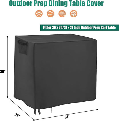 Outdoor Prep Table Cover, 31 inch Waterproof Patio Serve Prep Storage Cart Cover, Outdoor Rectangle Furniture Cover - 31 X 21 X 30 Inch