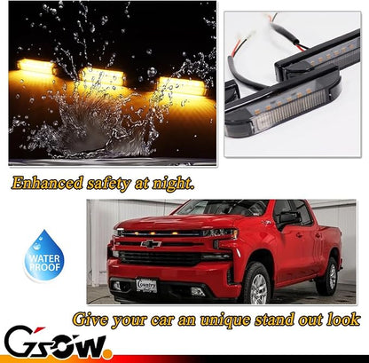 [Enhanced Visibility] [Upgraded Version] 3 PCS Super Bright Amber LED Center Grille Lights for 2019-2024 Chevrolet Silverado 1500 2500HD 3500HD, Position Smoked Lens with Sturdy Mount Bracket