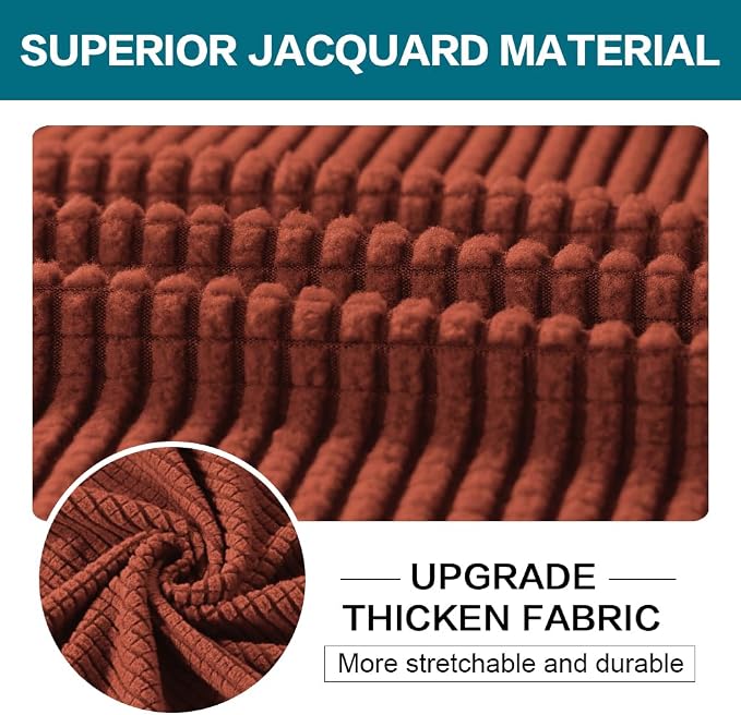 Turquoize 3 Piece Sofa Covers for 2 Cushion Couch Sofa Slipcover Soft Couch Cover for Dogs-Washable Sofa Furniture Covers with 2 Individual Cushion Covers, Thick Jacquard Fabric (Loveseat, Rust)