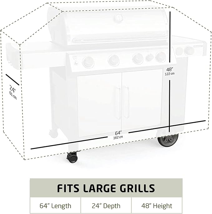 Zober BBQ Grill Cover - 64 Inch Waterproof Double Layered Fits Weber Gas Grill Cover Charbroil Grill & Smoker - Gas Grill Covers w/ Air Vents, Dual Handles - 600D Oxford Fabric, Gray
