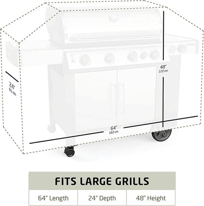 Zober BBQ Grill Cover - 64 Inch Waterproof Double Layered Fits Weber Gas Grill Cover Charbroil Grill & Smoker - Gas Grill Covers w/ Air Vents, Dual Handles - 600D Oxford Fabric, Gray