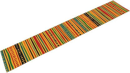 Traditional African Tribal Table Runner Abstract Ethnic Horizontal African Geometric Pattern Printed Linen Table Runner for Home Kitchen Dining Table Decoration 13x90 Inch