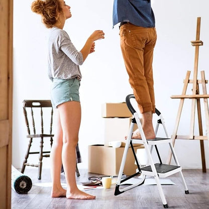 COSTWAY 2 Step Ladder, Folding Step Stool w/Wide Anti-Slip Pedal & Cushioned Handle, Multiuse Lightweight Portable Stepladder 330 lbs Capacity, Stool Ladder for Home Kitchen Office