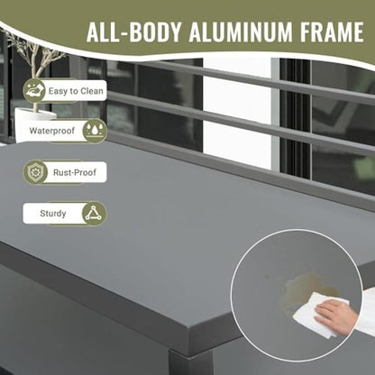 Outdoor Kitchen Island, Modular Kitchens Counter with Whole Aluminum Finish & Work Shelf & Wall Hanging & Countertop & Protective Cover, Kitchen Series for Deck Patio, Dark Gray
