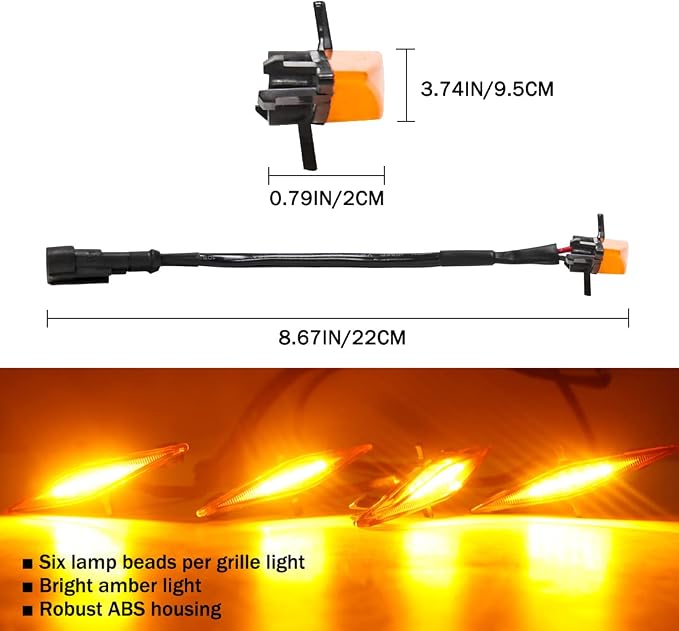 Amber Grille Lights for 4Runner TRD Pro 2014-2023, Orange Shell LED Grill Light for 4Runner TRD Off-Road, Limited, SR5 2014-2019 with Fuse (Amber Shell with Amber Light)