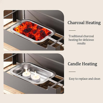 Portable Charcoal Grill with Anti-scalding Base, Camping Campfire Grill Box Non Stick, Foor Outdoor Cooking, Bonfire, Patio, Backyard (black)