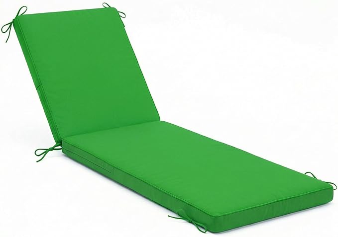 Chaise Lounge Cushions Outdoor, 80 x 26 Inch Water & Fade-Resistant Patio Furniture Lounge Cushion, Beach Umbrella Lounger Chair Replacement Cushion with Removable Cover Pad, Green