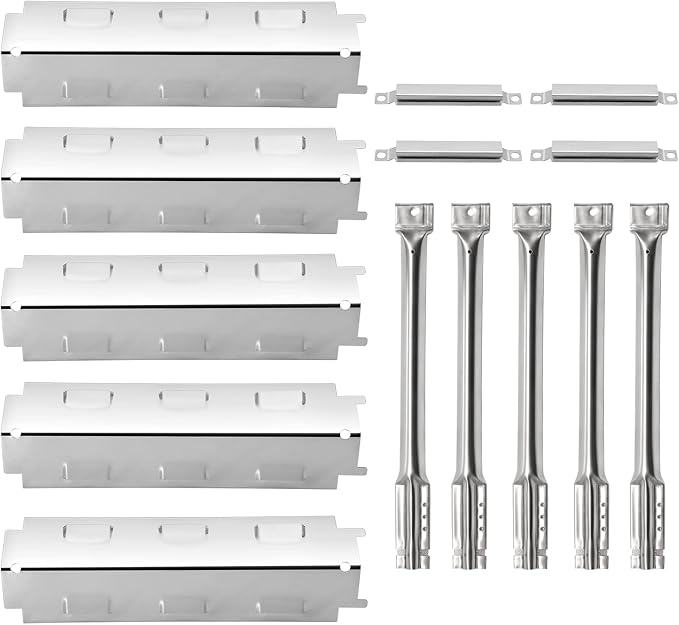 Grill Replacement Parts for Charbroil 463230515, 463230512, 463230513, 463230514, 463239915, 463230511 Models, Stainless Steel Grill Heat Plate Tent Shield, Pipe Burner Tubes and Crossover Tubes.