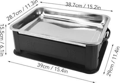 Fish Charcoal Alcohol Stove Stainless Steel Rectangular Grill for Commercial Use 2.2‑4.4lb Fish Pan for Home (Closed Black)