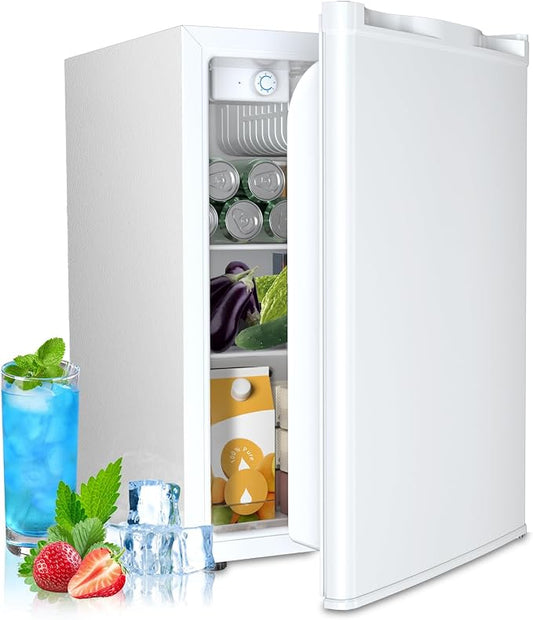 Electactic 2.56 Cu.ft Compact Refrigerator with Reversible Single Door, WHITE