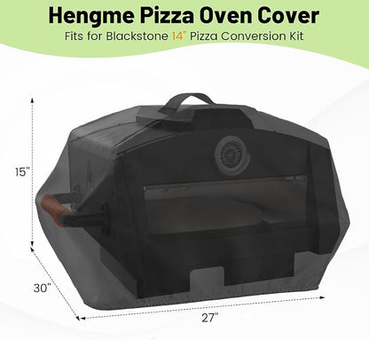 Pizza Oven Cover for Blackstone 14" Pizza Conversion Kit | Outdoor Cover Compatible with On The Go 17" Pizza Conversion Kit, Waterproof Heavy Duty Protective Covers - 27 x 30 x 15 Inc