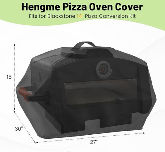 Pizza Oven Cover for Blackstone 14" Pizza Conversion Kit | Outdoor Cover Compatible with On The Go 17" Pizza Conversion Kit, Waterproof Heavy Duty Protective Covers - 27 x 30 x 15 Inc