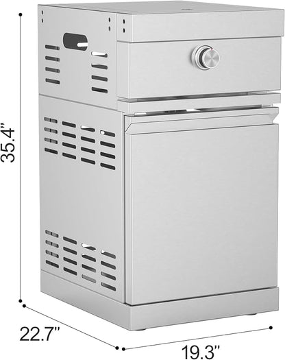 11600 BTU Natural Gas Infrared Side Burner Module for Modular Outdoor Kitchen, Stainless Steel Auxiliary Cooktop with Single Door Storage, for Patio Island - NG