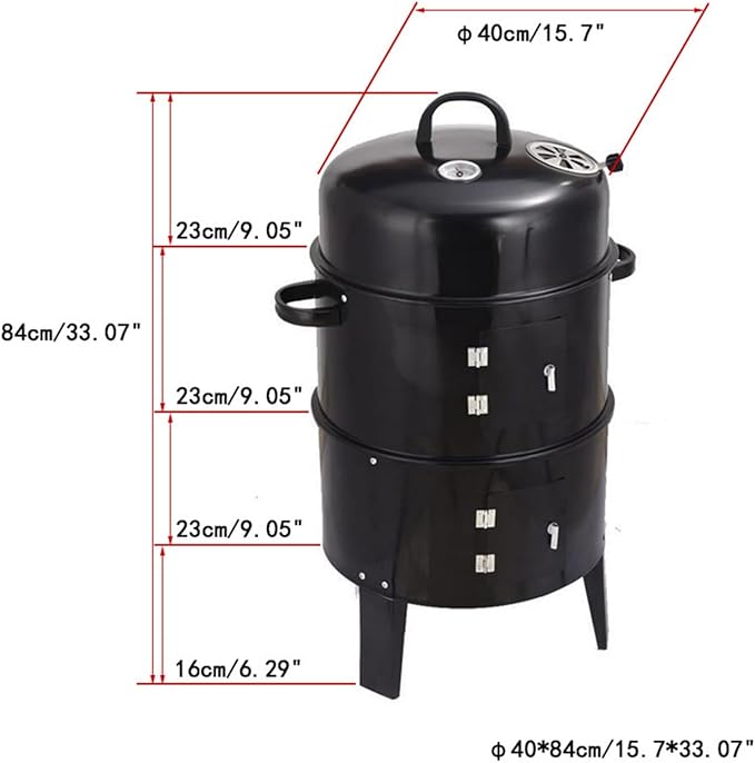 Outdoor double-layer grill, charcoal wood fired braising and smoking stove