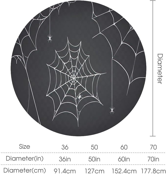 Spider Web Tablecloth, Scary Horror Spider Ghosts Gothic Black Water Resistant Wipeable Table Cover for Picnic Party Holiday Kitchen Dinner Table 36"