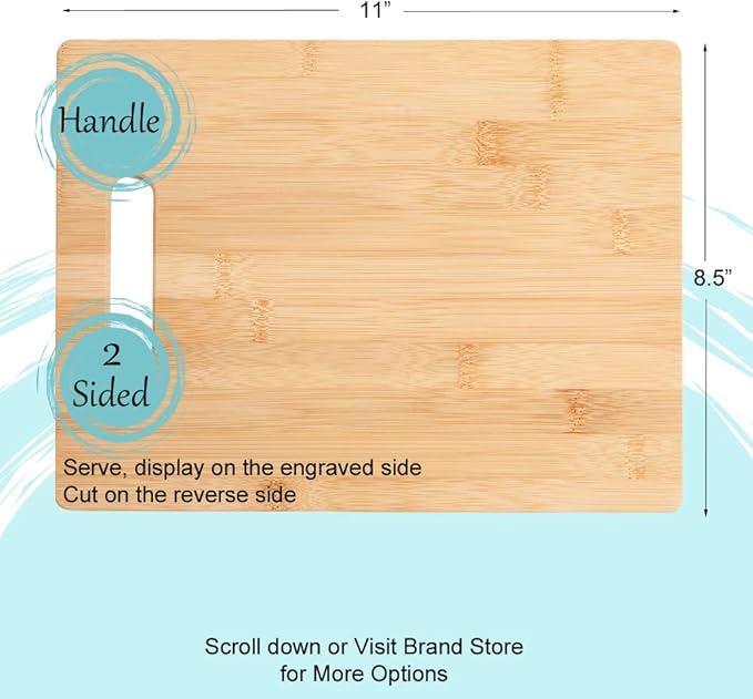 Grillfather Grill Father Engraved Bamboo Wood Cheese Cutting Board with Handle Funny Gift 8.x5 x 11"