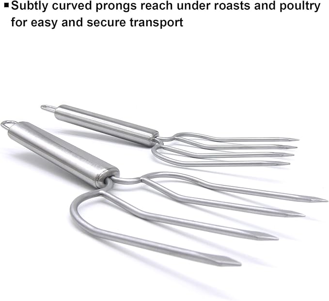 KAYCROWN Thanksgiving Roasting Kit - Stainless Steel Turkey Baster and Turkey & Roast Lifters, Silicone Turkey Baster with 2 Marinade Needles & Stainless Steel Turkey Forks Set