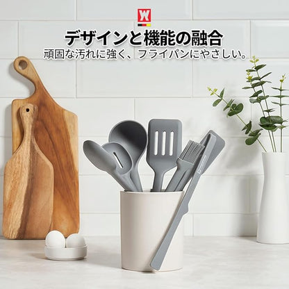 Wagensteiger Dark Gray Silicone Scraping Spatula: Cooking Tool with Heat Resistant, Protects Surfaces with Gentle Head Design, Cooking Spatula for Spreading and Mixing, BPA Free (11.22inch x 2.17inch)