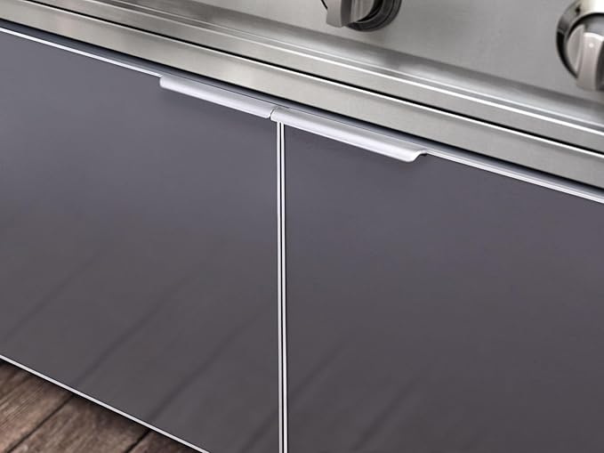 NewAge Products Outdoor Kitchen Aluminum 6 Piece Cabinet Set with Sink, Bar, Grill Cabinet, Performance Grill, Countertop and Fridge, 66327