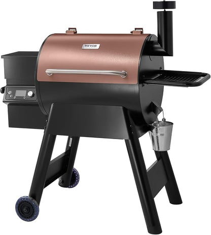 VEVOR Wood Pellet Grill Smoker, 8 in 1 BBQ Grills for Outdoor Cooking, 575 Square Inches Cook Area Electric Grill and Smoker, with LCD Screen Controller, Meat Probe, 500°F Max Temperature, Black