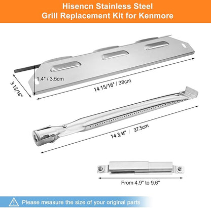 Grill Parts for Kenmore 146.34611410 146.46372610 146.23673310 146.34461410 146.10016510 146.16198211 146.46366610 146.16142210 146.1001751 146.4636561 Grill Replacement Parts, Stainless Steel | Stainless Steel Burner and Heat Plates for Kenmore 146.46...