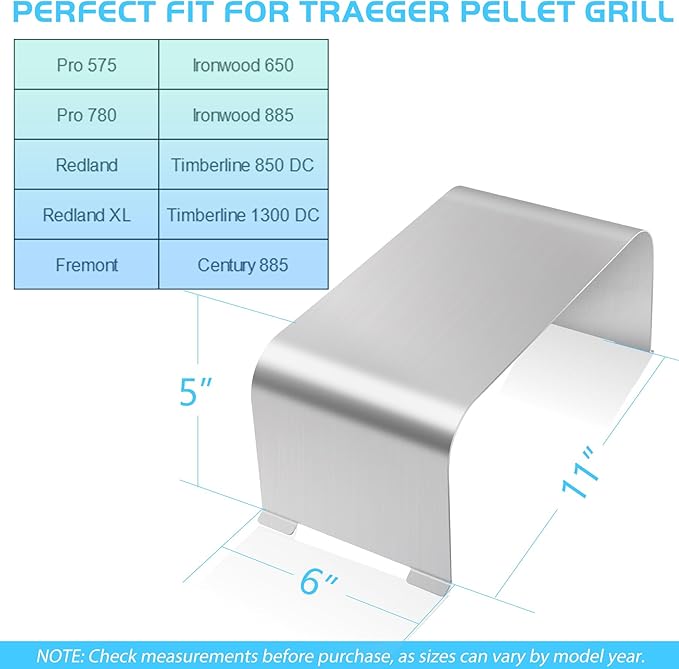 Heat Baffle Diffuser for Traeger Ironwood 885 650 Pro 575 780 Century 885 Gen 2 Timberline 850 1300 DC Accessory Pellet Grill Smoker Flame Plate Shield Defector Replacement Parts KIT0450 BCA1268