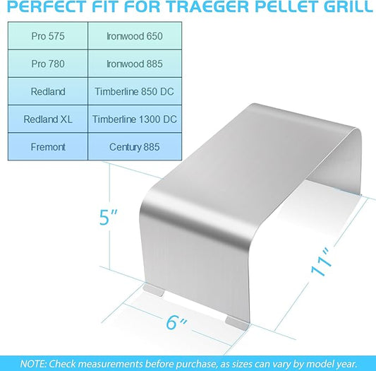 Heat Baffle Diffuser for Traeger Ironwood 885 650 Pro 575 780 Century 885 Gen 2 Timberline 850 1300 DC Accessory Pellet Grill Smoker Flame Plate Shield Defector Replacement Parts KIT0450 BCA1268