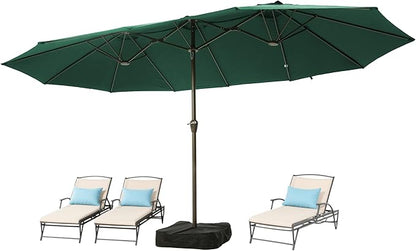Ayge 15FT Patio Umbrella with Base,Large Outdoor Double-Sided Rectangle Umbrella with Crank Handle, Market Umbrella for Poolside Garden Deck Backyard Beach Pools,Green
