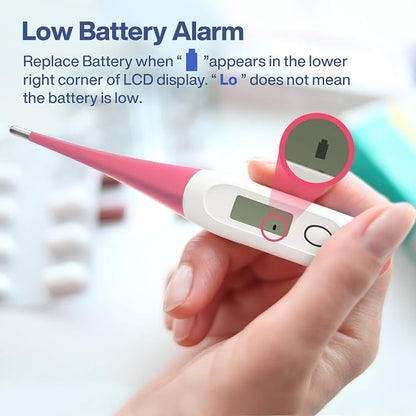 Boncare 10 Seconds Oral Thermometer for Adults and Kids, Pink | Accurate & Safe, Rectal Digital Thermometer for Baby, Fever Alarm