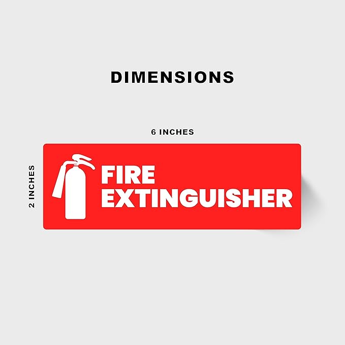 Fire Extinguisher Sticker for Business - Office, Commercial, Landlord (Short Term Rental) - High Visibility Fire Extinguisher Sign for Safety and Compliance. Size 6" x 2", 20 Labels