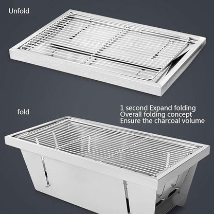Portable Charcoal Grill BBQ Grill, Stainless Steel Foldable Charcoal Barbecue Smoker BBQ Garden BBQ with Height Adjustable Charcoal Tray, for Maximum Cooking Control,Adjustment