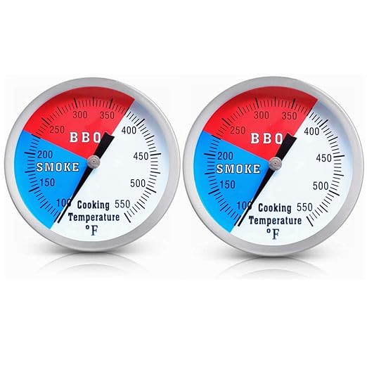 YOTOM BBQ Grill Thermometer Gauge, 2 Pack Charcoal Grill Smoker Temperature Gauge Pit BBQ Grill Thermometer