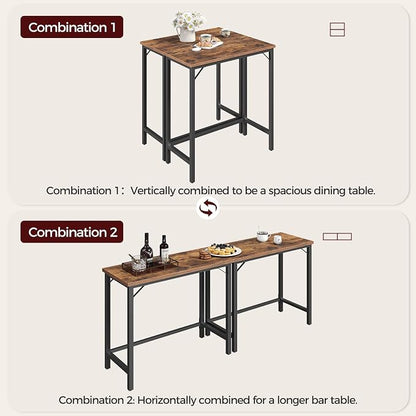 MAHANCRIS Narrow Bar Table, 63-Inch Pub Table for Dining Room, Counter Bar Tables with Sturdy Metal Frame, Connectable Bar Table, Multifunctional Console Table, Rustic Brown BTHR1601
