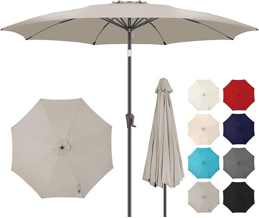 11FT Outdoor Patio Umbrella - Table Umbrella Waterproof UV Protection, Sombrillas de Patio with Push Button Tilt, Sun Umbrella for Pool, Porch, Garden, Deck, Backyard (Taupe)