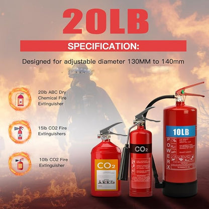 Fire Extinguisher Mount,Heavy Duty Vehicle Bracket Compatible with 20lb ABC, 10lb CO2 or a 15lb CO2 Fire Extinguishers（Red ）