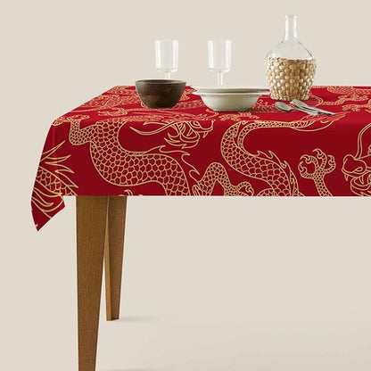 TKS MITLAN Tablecloth Dragon Table Cloth Rectangle Table 60 x 84 Inch Traditional Flying Mascot Animal Chinese Dragons Kitchen Decorations for Home Dinner Party