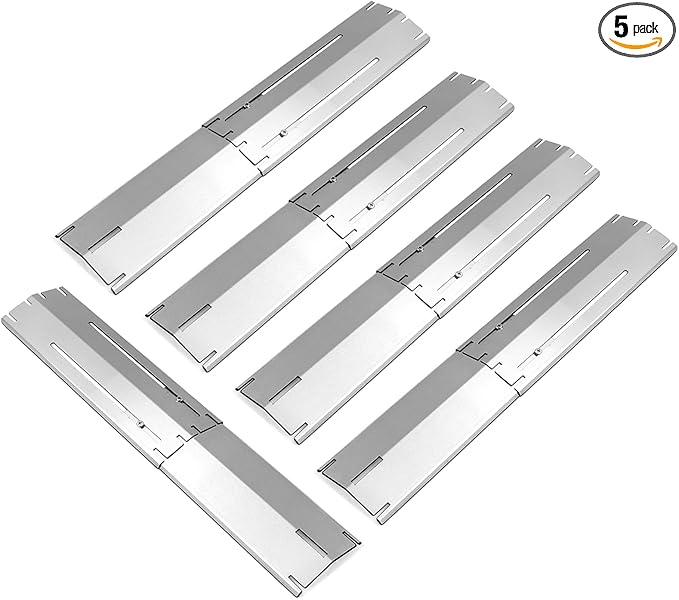 Universal Adjustable Tent Shield, Stainless Steel Heat Plate, Grill Burner Cover, Flamer Tamer, Grill Repair Kits for Charbroil and Other Gas Grill Models, 5-Pack BBQ Replacement Parts Kit